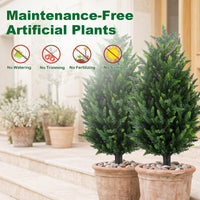 Giantex 2 Pack Artificial Cypress Topiary Trees 90cm Faux Cone Bushes