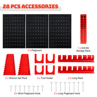 Costway 3PCs Pegboard Wall Organizer Board Kit Metal Toolboard Wall Hanging Rack w/25 Accessories Kitchen Garage