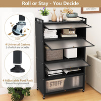 1.6 m Tall Freestanding Metal Pantry with 4 Flip-up Doors and 5-Tier