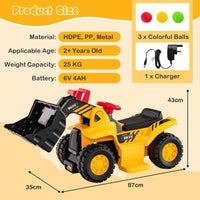 Kids Ride on Excavator, 6V Kids Electric Construction Vehicle w/Controllable Digging Bucket