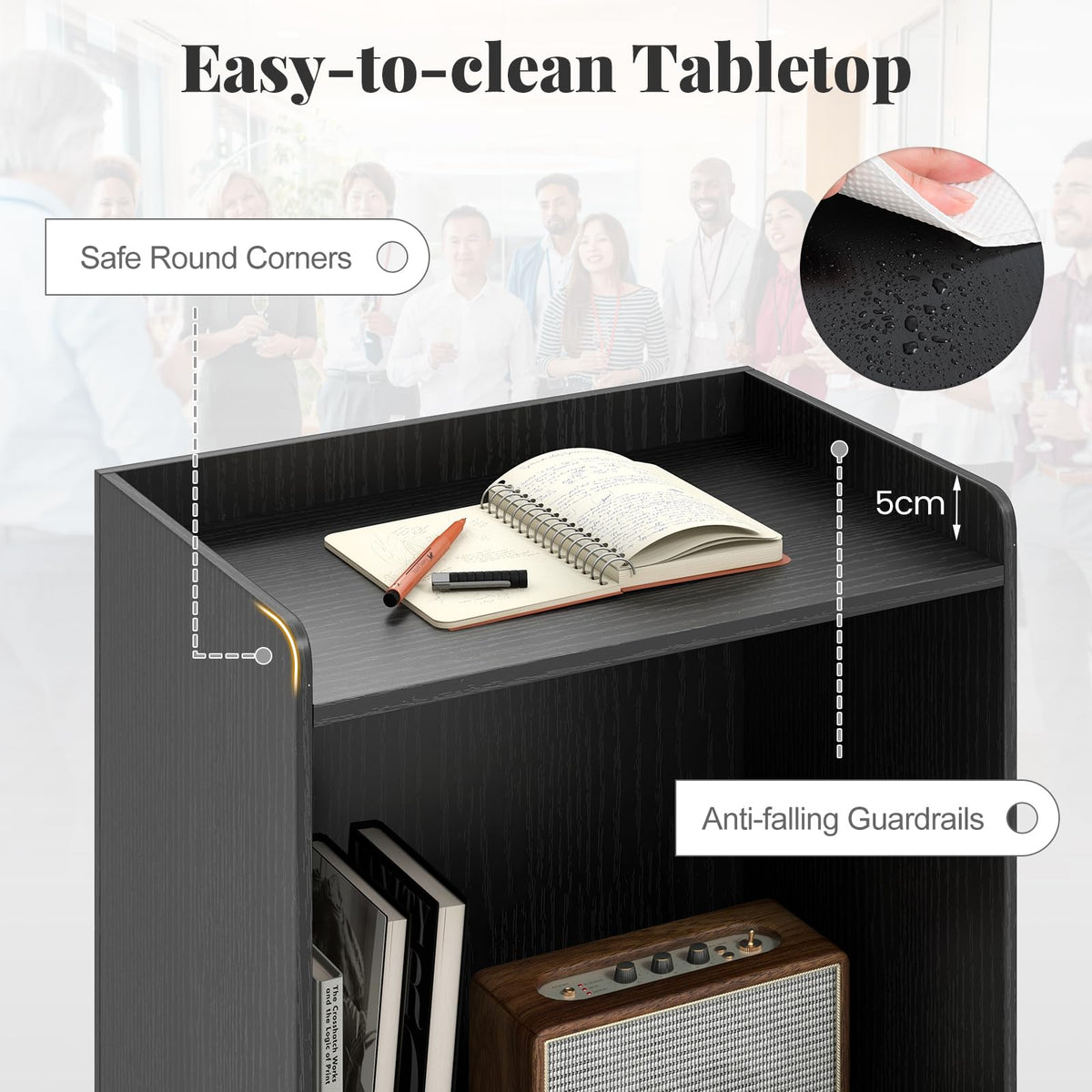 Giantex Rolling Lectern Stand, 105cm Presentation Podium with 2 Storage Shelves