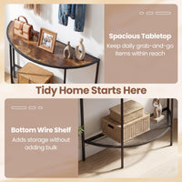 Half Moon Console Table 2-Tier Narrow Entryway Table with Storage Shelf