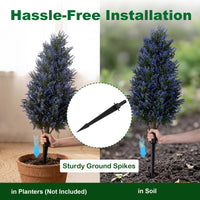 Giantex 2 Pack 100cm Artificial Lavender Topiary Trees, Sun-Resistant Faux Cone Bushes