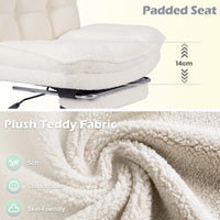 GIANTEX Teddy Plush Office Chair with Footrest & Adjustable Height