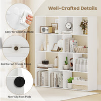 4-Tier Open Shelf Bookcase with 12 Storage Compartments