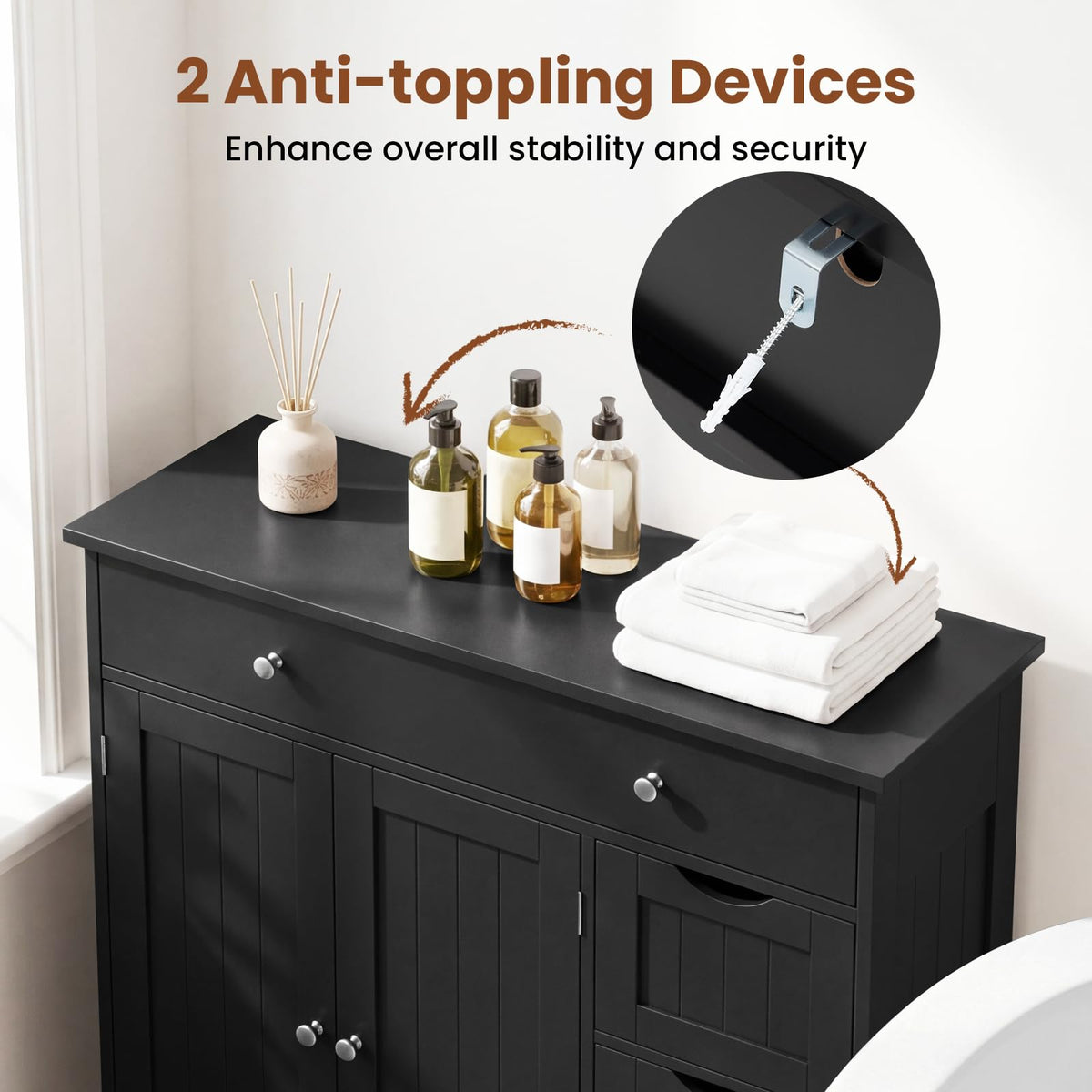 Giantex Bathroom Floor Cabinet, Large Storage Cabinet with 4 Drawers