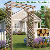 Flat Top Garden Arch Trellis 216cm Tall Wood Garden Archway Gate for Climbing Plants