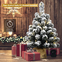 67cm Pre-Lit Snow Flocked Tabletop Christmas Tree with 8 Flash Modes