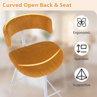 Giantex Counter Height Stools Set of 2, Fabric Upholstered Armless Barstools with Curved Back & Padded Seat