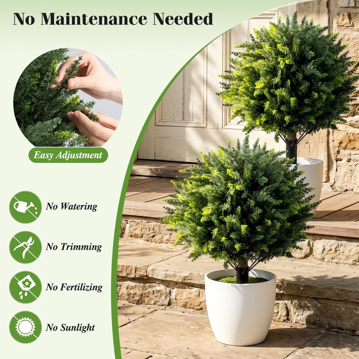 27.5" Artificial Cypress Topiary Trees Set of 2, Faux Topiary Bushes Shrubs