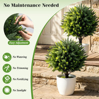 27.5" Artificial Cypress Topiary Trees Set of 2, Faux Topiary Bushes Shrubs