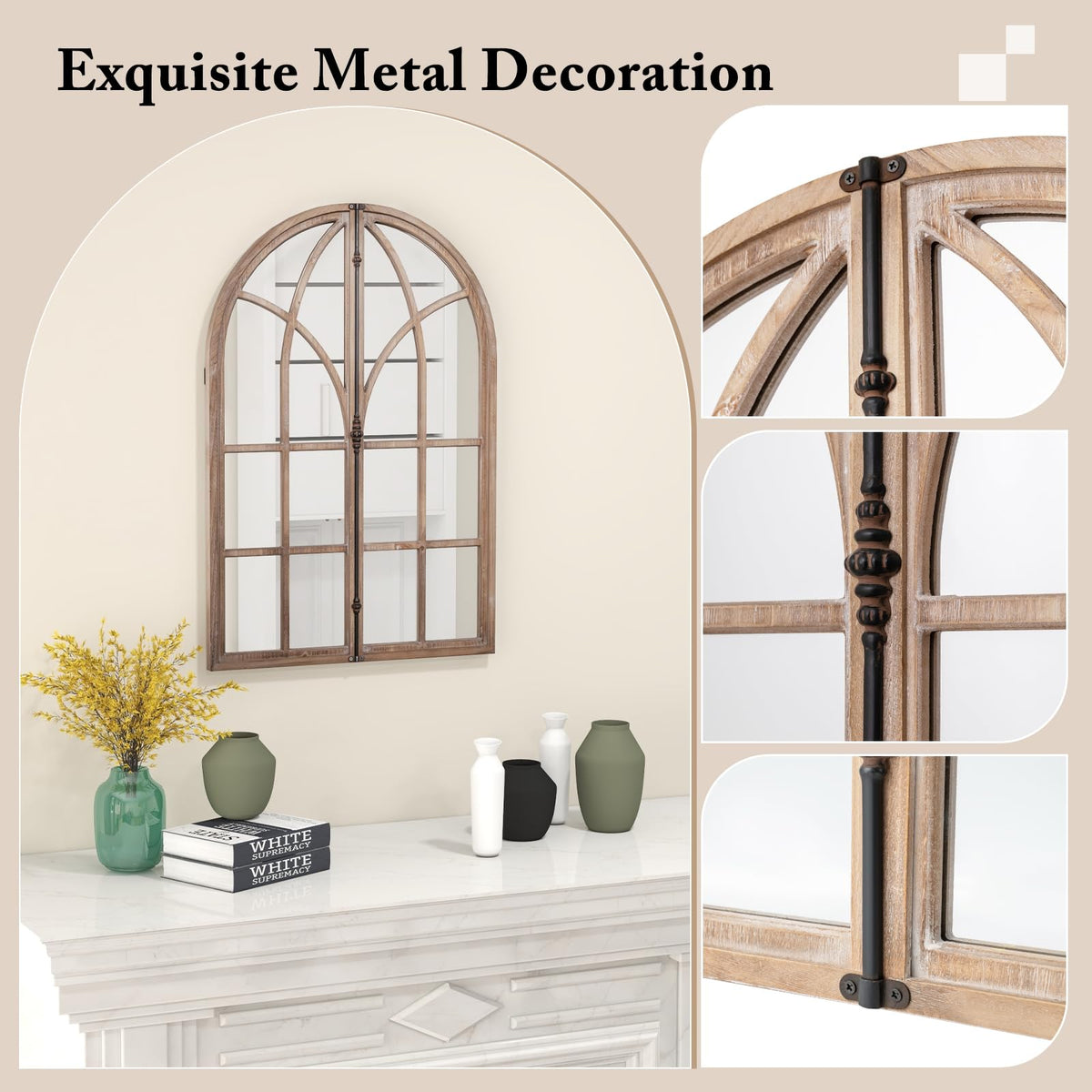 Giantex Arched Window-Like Wall Mirror 88 x 60CM, Decorative Arch Mirror