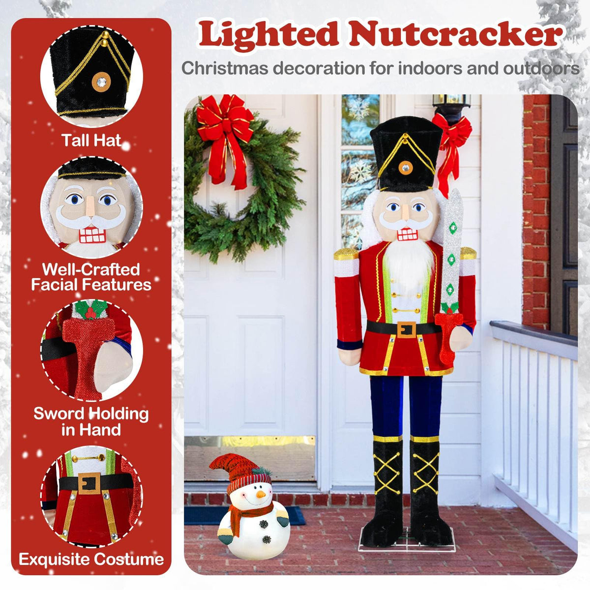 157 CM Lighted Nutcracker Soldier Outdoor Christmas Decoration