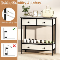 Console Table with Drawers Industrial Entryway Table with Open Storage Shelf