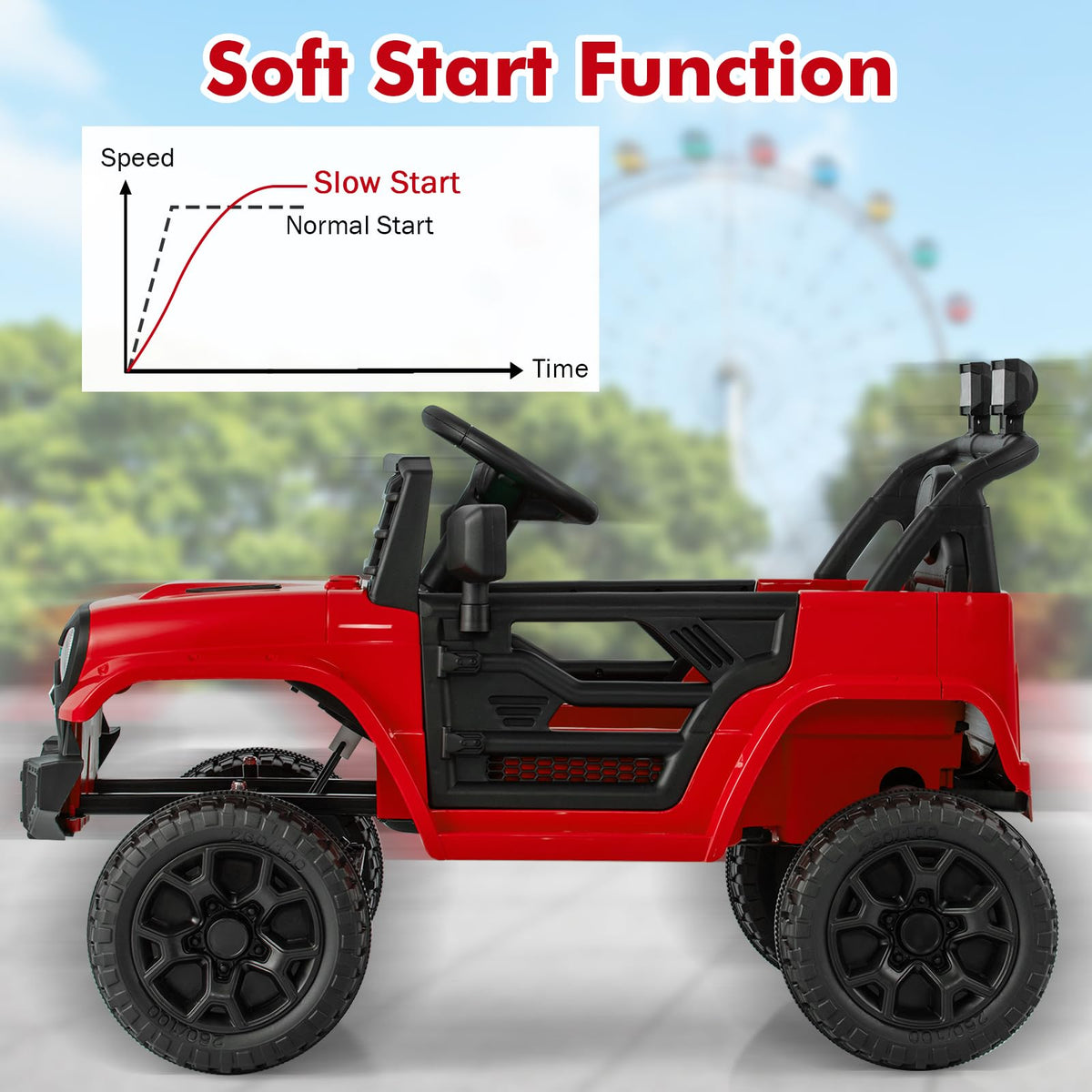 12V Kids Ride on Truck Car Jeep with Parental Remote LED Lights and Dual Motor