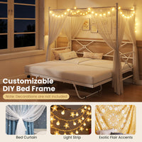 Giantex Single Size Canopy Daybed, Modern 4-Poster Metal Day Sofa Bed Frame