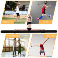 209cm Folding Balance Beam, Portable Gymnastic Beam w/Solid Wood Base & Anti-Slip Bottom