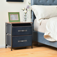 Giantex Industrial Nightstand, 2-Drawer Dresser with Metal Frame