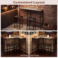 Giantex 3-Piece Bar Table & Chair Set, Convertible L-Shaped Table