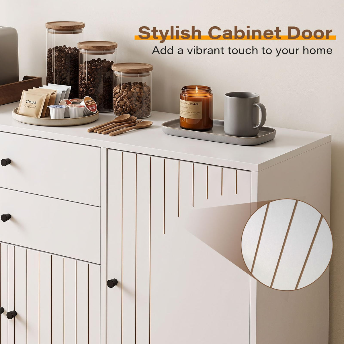 Giantex Modern Buffet Cabinet, Coffee Bar Cabinet with Drawers & Doors