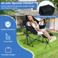 Hammock Camping Chair, Folding Camping Swinging Chair w/Retractable Footrest