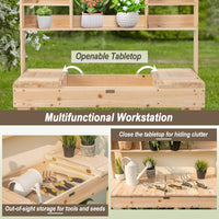 Giantex Potting Bench Table, 153 cm Large Garden Workbench Table with Tiers of Shelves
