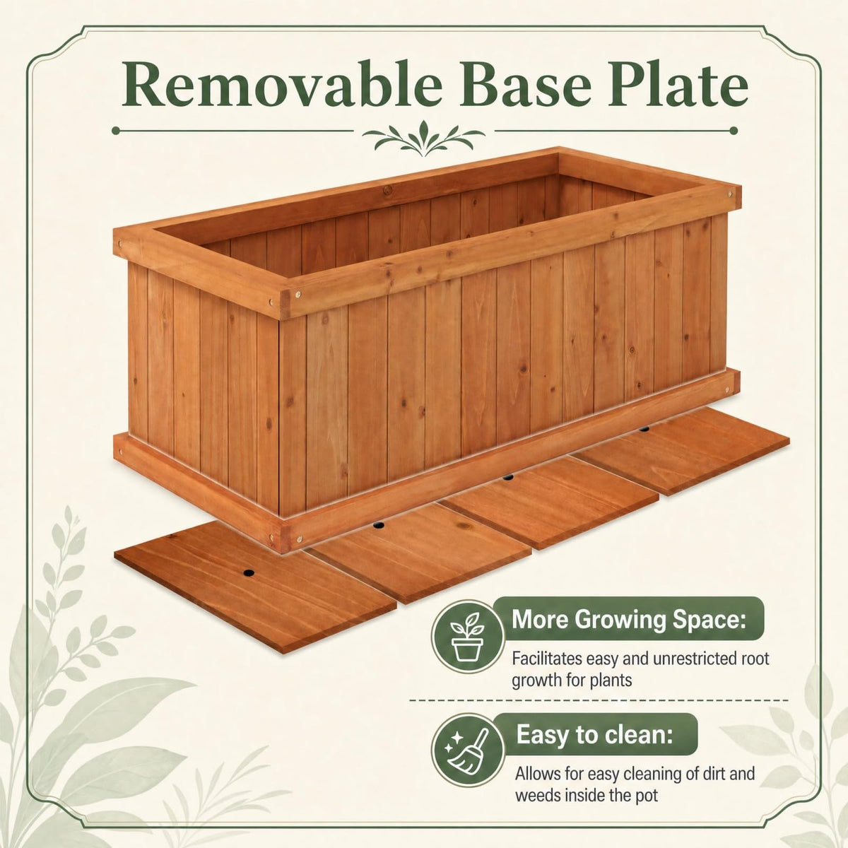Raised Garden Bed with 4 Drainage Holes and Bottom Gaps for Vegetables Flowers Herbs