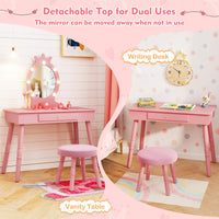 Kids Vanity Set with LED Lighted Mirror & Stool