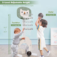 3-In-1 Children's Playground with Height-Adjustable Basketball Stand