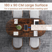 180cm Conference Table, Large Oval Meeting Table for 10 People