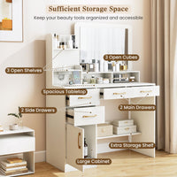 Vanity Desk with Mirror Charging Station USB and Type-C Ports