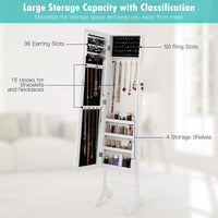 Giantex Standing Jewelry Cabinet w/ Full Length Mirror, Jewelry & Makeup Storage Cabinet