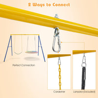 2 Seat Swing Frame for Kids, Children Heavy-Duty Metal Swing Stand w/Ground Stakes