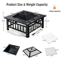 32” 3-in-1 Fire Pit, Outdoor Kitchen Charcoal BBQ Table Grill