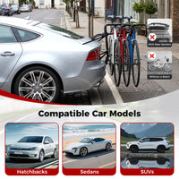 3-Bike Trunk Mount Bike Rack, Foldable Carbon Steel Bicycle Carrier for Hatchback