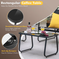Outdoor Conversation Set 4 Pieces Patio Furniture Set with Tempered Glass Coffee Table