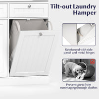 Tilt-Out Laundry Hamper Cabinet Freestanding Bathroom Storage Cabinet with 1/2 Shelf