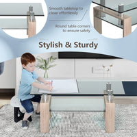 Giantex Rectangular Coffee Table, Modern Coffee Table with 2-Tier Storage Shelf