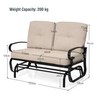 2 Seats Swing Glider Chair with Cushions for Outdoor