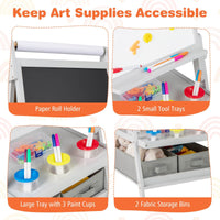3-in-1 Kids Standing Double-sided Easel with Magnetic Chalkboard and Whiteboard