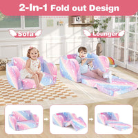 2-in-1 Folding Kids Couch with Blanket for 3+ Kids