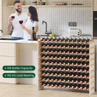 Giantex 108 Bottles Wine Rack, 9 Tiers Stackable Modular Wine Bottle Holder