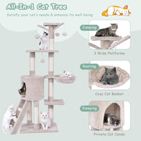 140 CM Cat Tree Kitten Tower with Scratching Post and Ladder Kitten Condo Pet Furniture