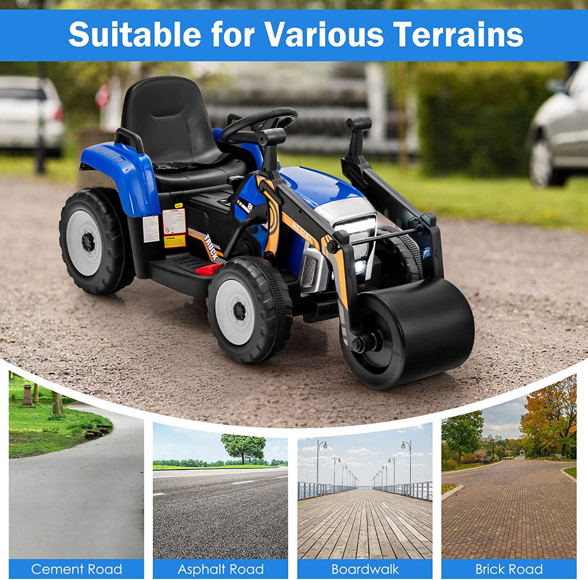 Ride on Car, 12V Road Roller with Remote Control