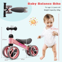 Baby Balance Bike, Balance Bike for Toddlers w/4 Wheels, 135°Limited Steering