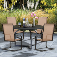 C-Spring Motion Patio Dining Chairs Set of 2, High Back Patio Chairs with Breathable Fabric and Sturdy Metal Frame