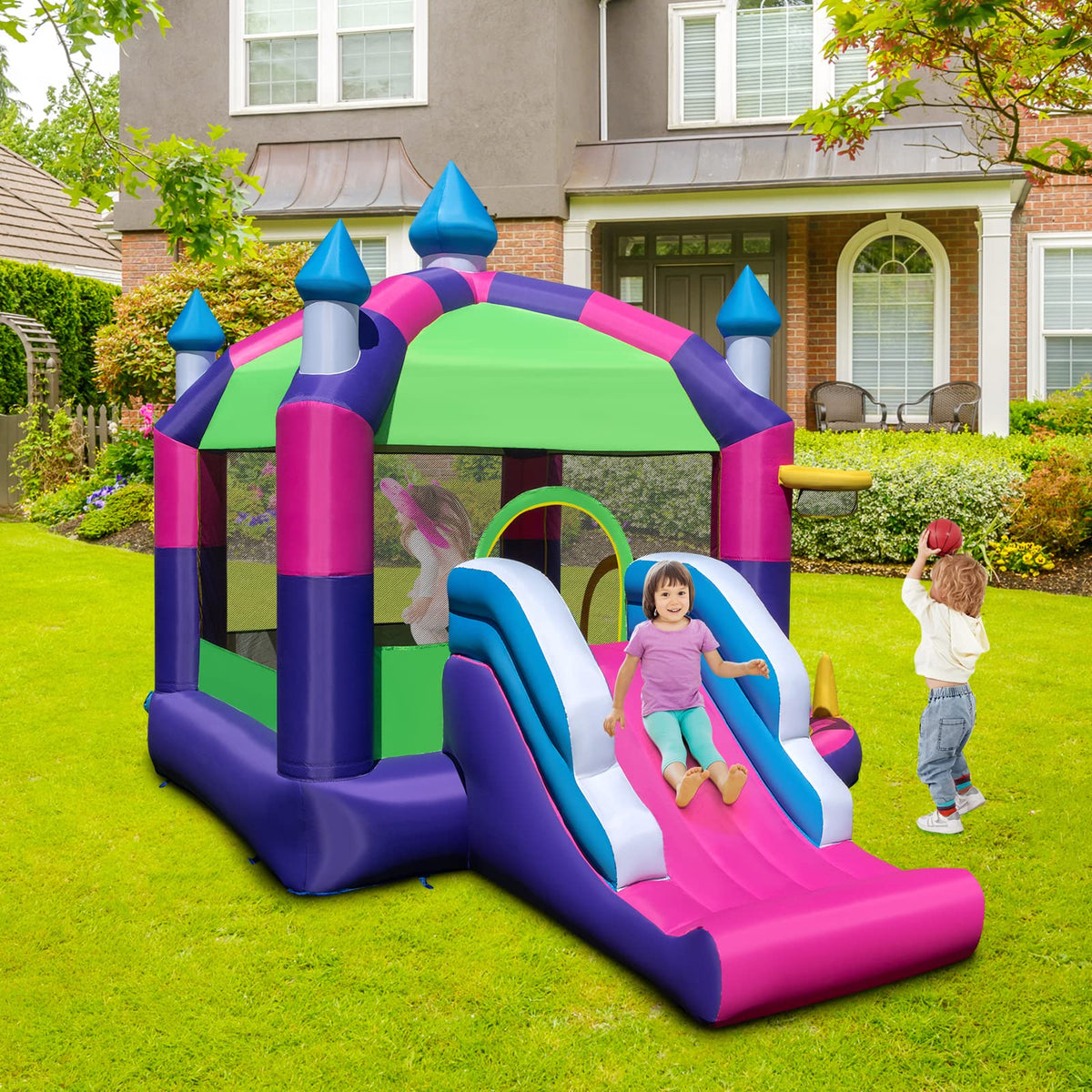 5-in-1 Inflatable Bounce Castle with Sun Roof (without Blower & Balls)