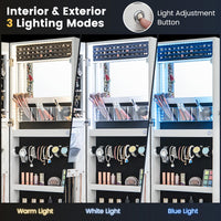 Giantex 108 cm Jewelry Mirror Cabinet, Lockable Jewelry Door & Wall Cabinet