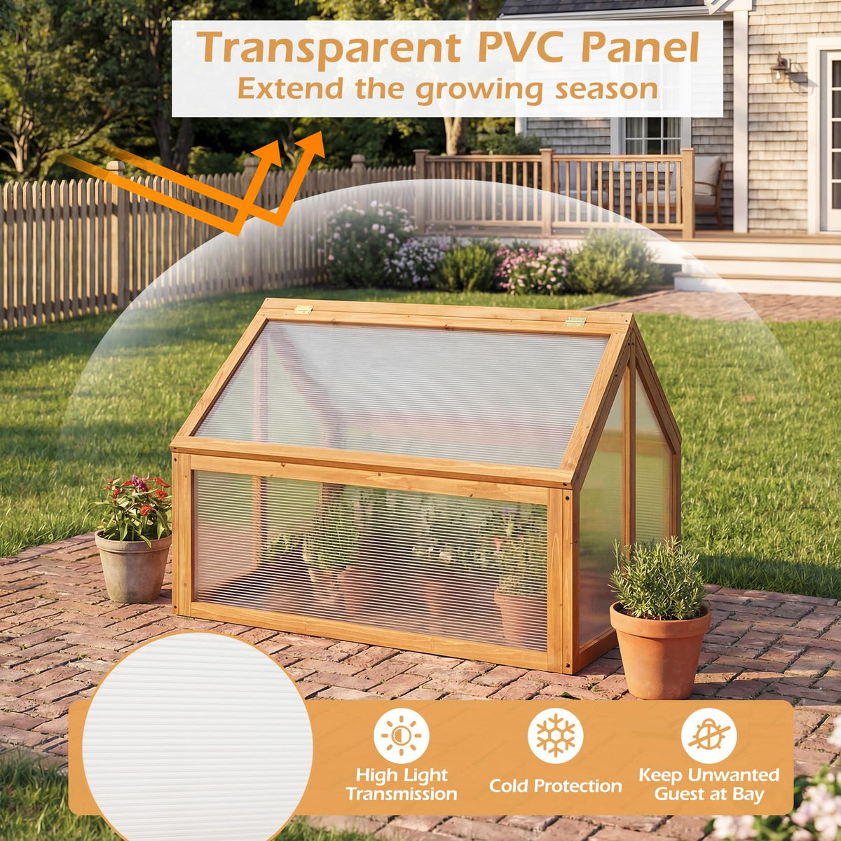 Wood Cold Frame Greenhouse, Portable Raised Flower Planter Protection