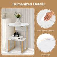 Giantex G-Shaped Side Table with Storage, 2-Tier End Table for Small Space White